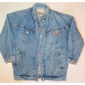 Vintage Jordache Unisex Medium Denim Jean Jacket Tapered Blue Acid Wash